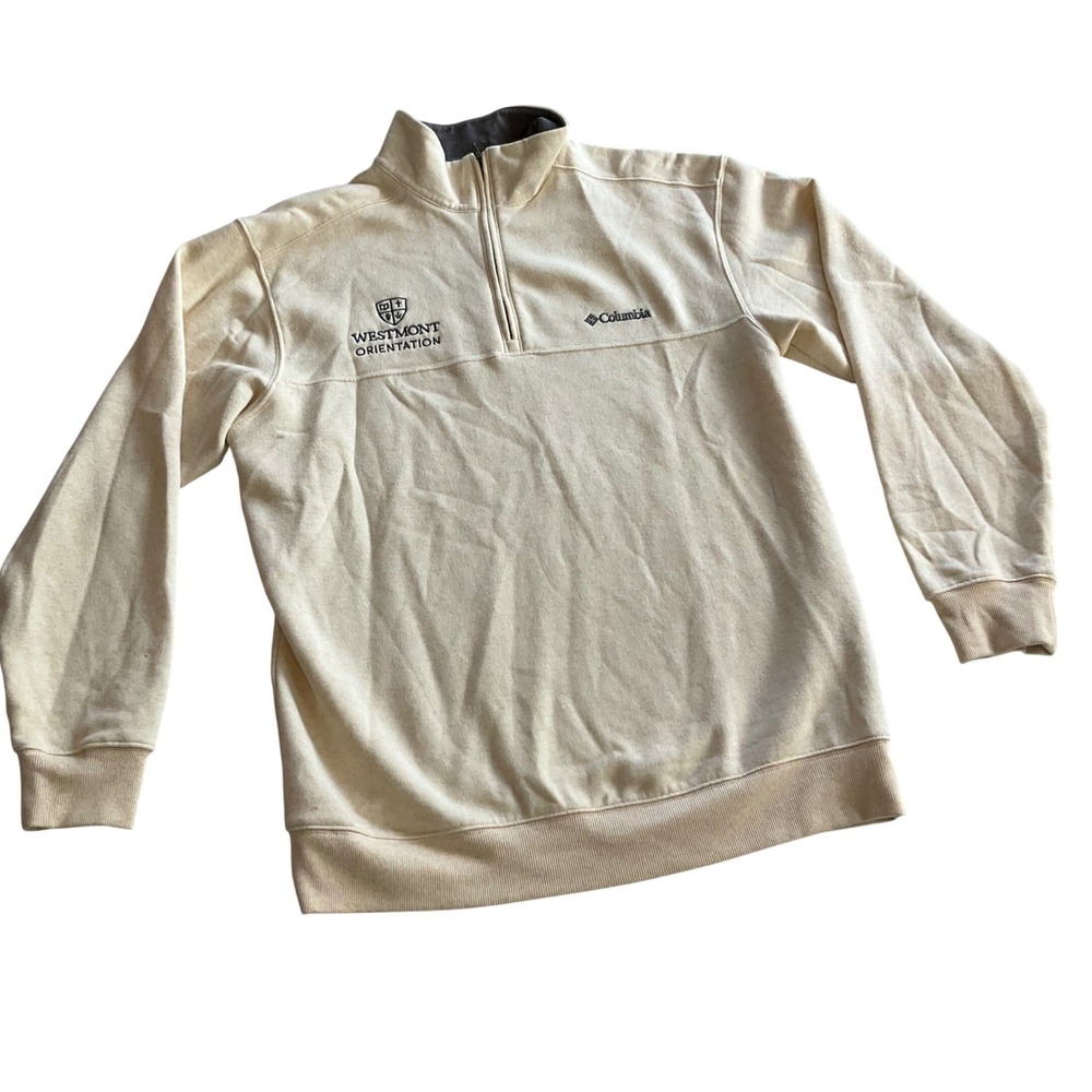Columbia Quarter Zip Pullover Mens Medium Cream Westmont Orientation